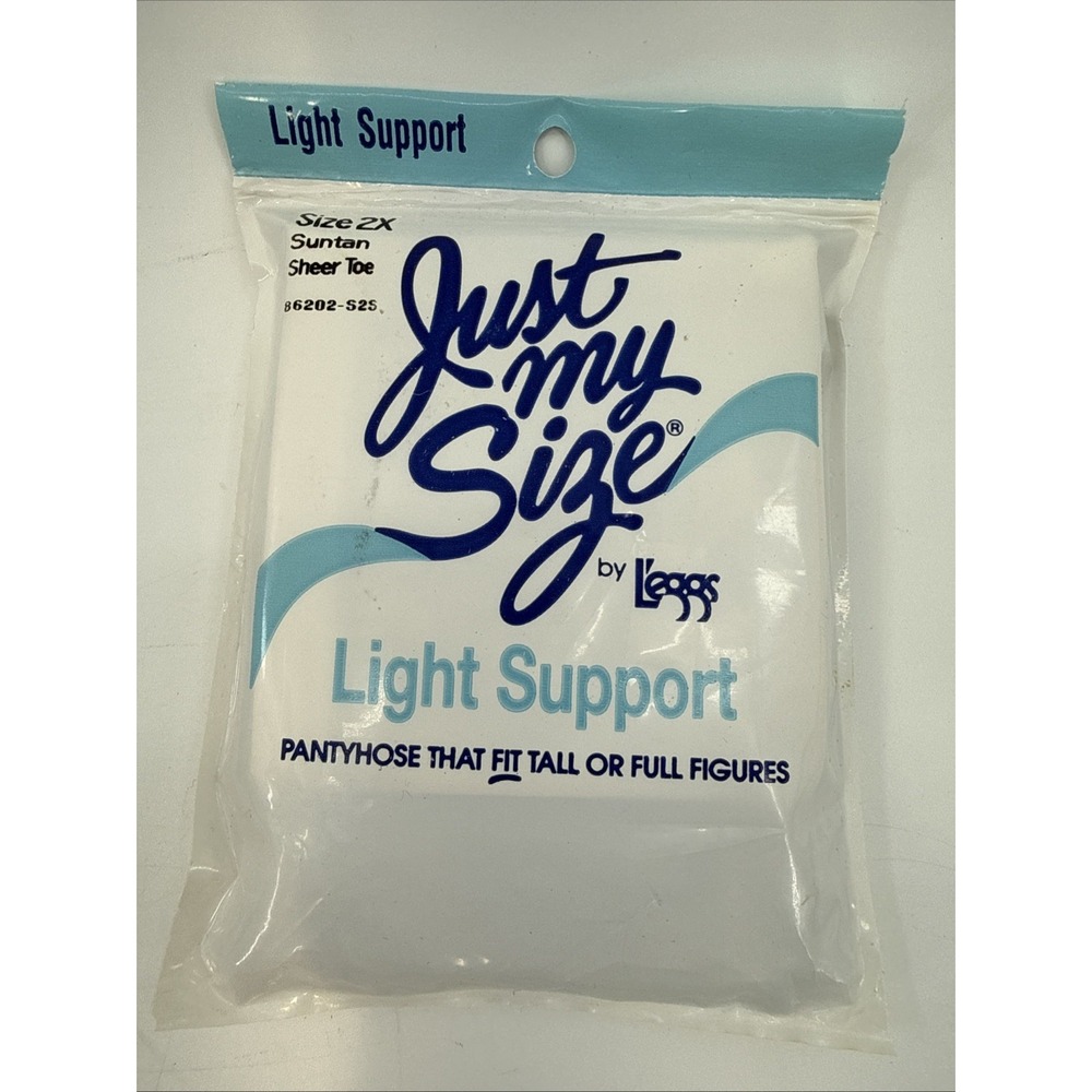 Vintage L'eggs Just My Size Light Support Pantyhose Size‎ 2X Suntan Sheer Toe